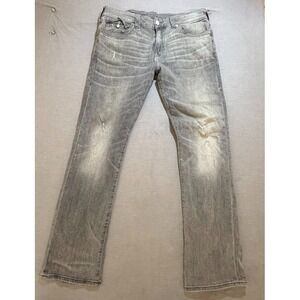 True Religion Ricky Flap SE Jeans Mens 34 Gray Denim Straight Pocketed Men 34X33